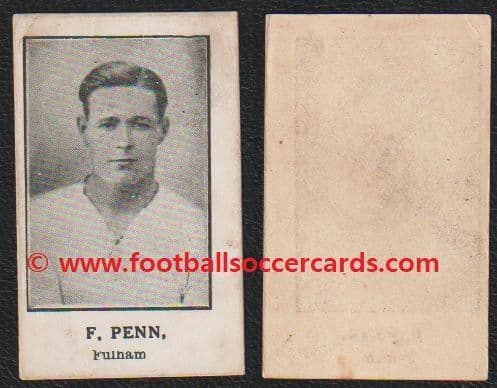 1923 Frank Penn Fulham FC a club legend 460 games rare early Barratt & Co sweet cigs card