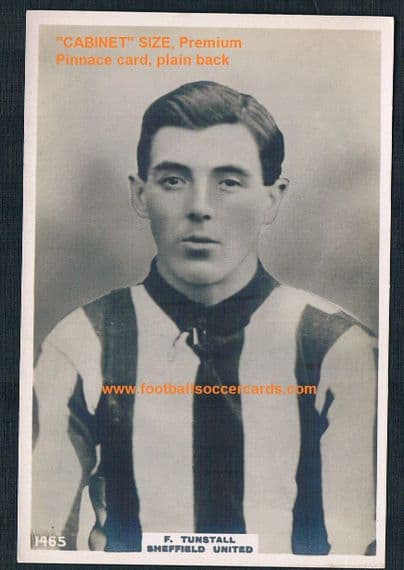 1923 Pinnace Premium 1465 Fred Tunstall Sheffield United Cabinet size card