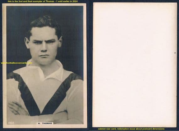 1923 Pinnace redemption cabinet card Thomas 1922 Manchester United - 2nd & final exemplar SOLD!