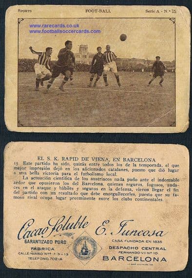 1923 Rapid Wien Vienna v Barca Juncosa chocolates trade card from Spain
