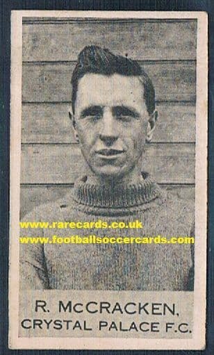 1923 Robert Roy McCracken cousin of Billy, Northern Ireland Crystal Palace CLARNICO chocolates card