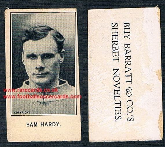 1924-25 Sam Hardy Liverpool Aston Villa Forest Barratt Sherbet Novelties card