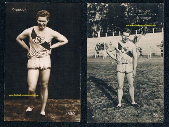 1924 A&N Paris & DIX 2 cards of x4 Olympic Medals USA runner Charley Paddock