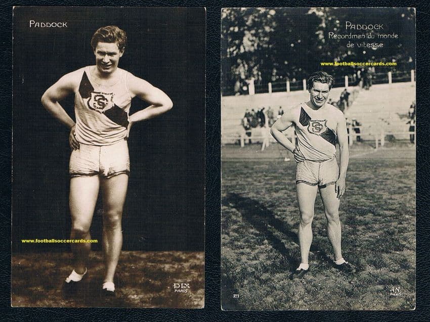 1924 A&N Paris & DIX 2 cards of x4 Olympic Medals USA runner Charley Paddock