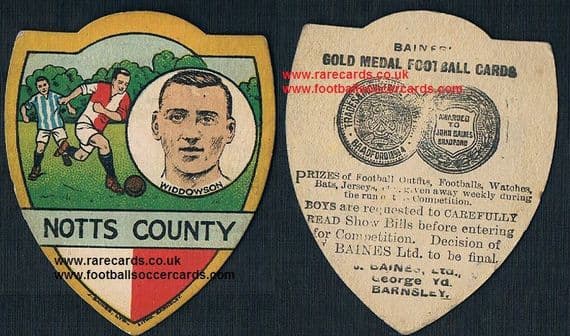 1924 Alf Widdowson Notts County Coventry City Baines later-era card