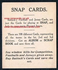 1924 Bolton Wanderers Battock's card