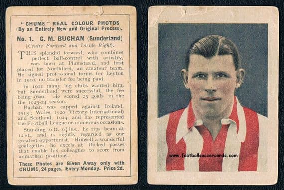 1924 Chums comic Charlie Buchan Sunderland card ECONOMY BUY