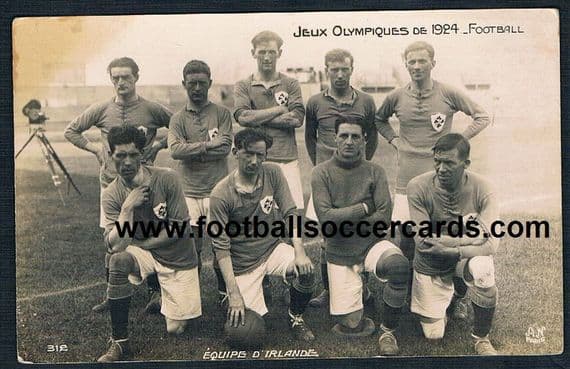 1924 FAI Ireland Eire -SOLD- 1st soccer team Paris Olympic Games postcard