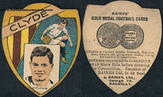1924 George McLachlan Baines rookie card ! Clyde, FA Cup winner Cardiff City & Manchester United