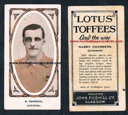 1924 Harry Chambers Liverpool FILSHILL Lotus Toffee card