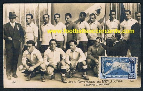 1924 Uruguay Andrade Nasazzi AN Paris Olympic Games postcard with stamp & cancel SOLD £900