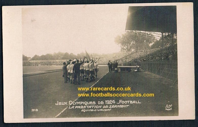 1924 Uruguay gold medal winners Andrade Nasazzi Olympic Games victory  postcard