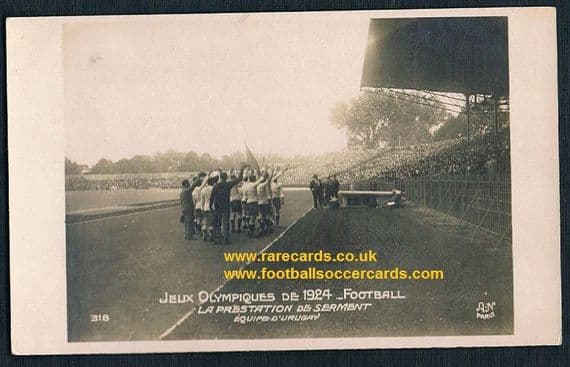 1924 Uruguay gold medal winners Andrade Nasazzi Olympic Games victory postcard