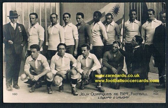 1924 Uruguay gold winners Andrade Nasazzi Olympic Games team postcard SOLD WITH FAULTS £800