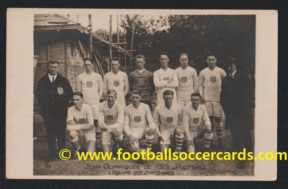 1924 USA soccer team Olympic Games Paris AN postcard - 1st card of USA Soccer SOLD £1,000 GBP