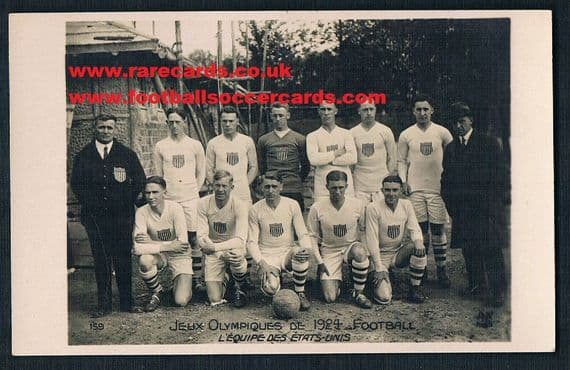 1924 USA soccer team Olympic Games Paris AN postcard -Warliest known card of the USA team £1000