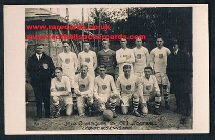 1924 USA soccer team Olympic Games Paris AN postcard -Warliest known card of the USA team £1000