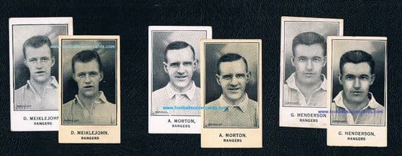 1925 -26 Glasgow Rangers 6 Barratt & Co various backs glossy varnish types vs matt 3 players 6 cards