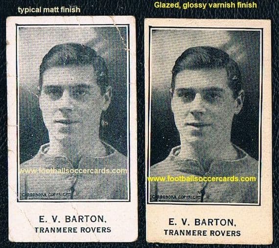 1925 Barratt & Co Teddy Barton Tranmere Rovers PAIR matt & glossy cards x2, Everton player