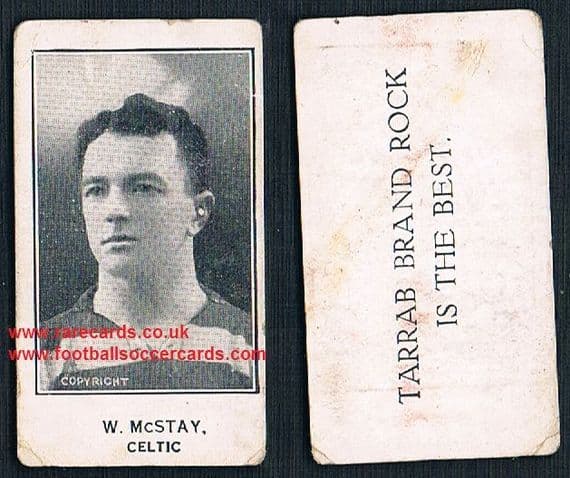 1925 Barratt & Co. W. McStay Celtic matt white Tarrab Brand footballer card