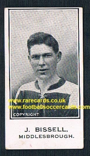 1925 Bissell Middlesbrough Barratt & Co football trade card "Sweets are Pure" back type