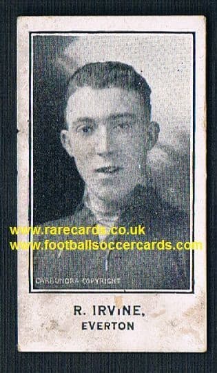 1925 Everton Bobby Irvine Barratt Sherbet Novelties football trade card