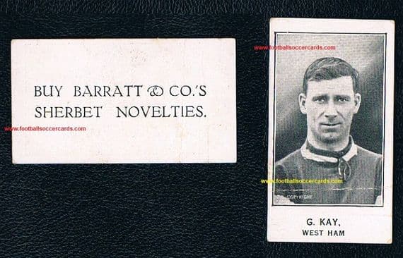 1925 George Kay West Ham Barratt candy-cigarettes card