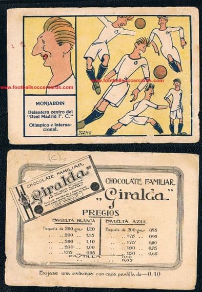 1925 GIRALDA Monjardin card Real Madrid All-Time Golden Boot #1 Asturias Cup