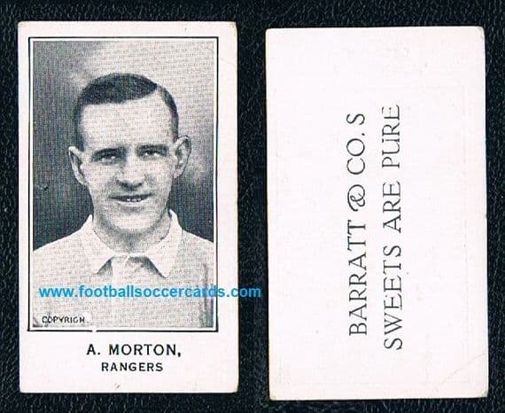 1925 Glasgow Rangers Barratt 1925 Morton "PURE" back type matt sweet ciggies card