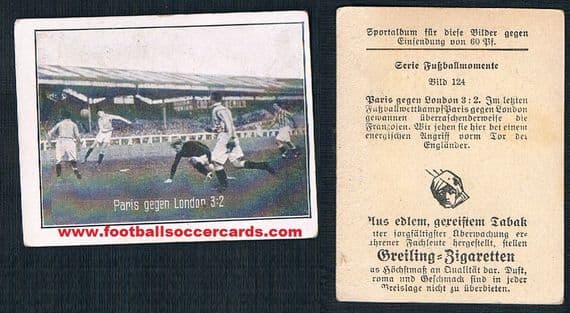 1925 Paris London football match on a German Greiling card