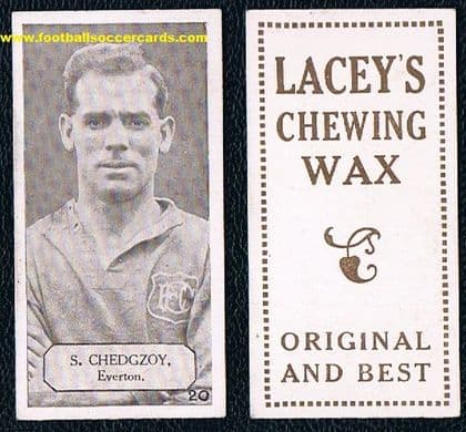 1925 Sam Chedgzoy EVERTON Lacey's gum card - USA ASL New Bedford Whalers & Canada Montreal Carsteel