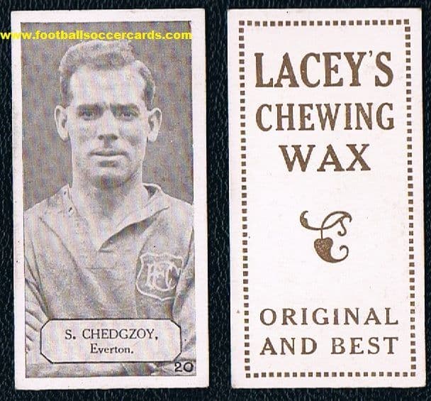 1925 Sam Chedgzoy EVERTON Lacey's gum card - USA ASL New Bedford Whalers & Canada Montreal Carsteel