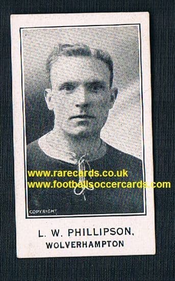 1925 Tom Phillipson Wolves Barratt & Co Sherbet Novelties football trade card