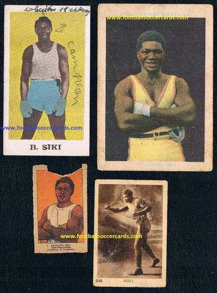 1926 -30 World Light Heavyweight Champion Battling Siki 4 rare cards Amatller Kemmel Sportifs etc