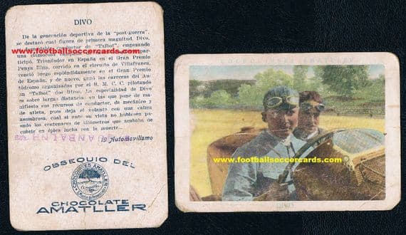 1926 Amatller card of Albert Divo the 1923 Spanish Grand Prix F1 winner
