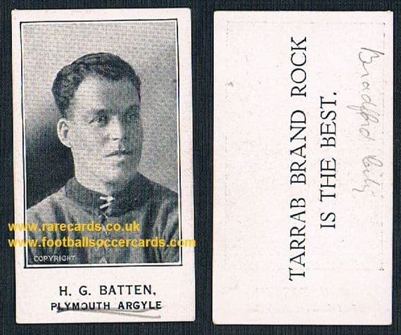 1926 Barratt H. G. Batten Bradford C Plymouth Argyle Tarrab Brand back