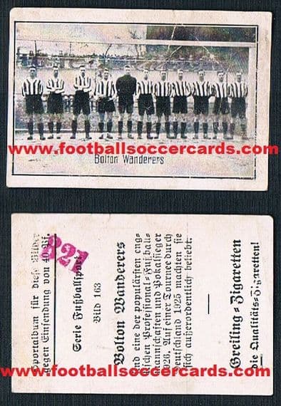 1926 Greling German tobacco card of Bolton Wanderers