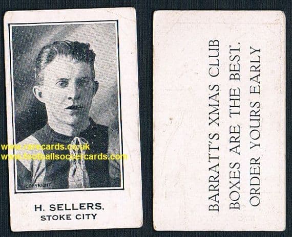 1926 H Sellers Stoke City LARGE LETTERING Barratt's Xmas Boxes card