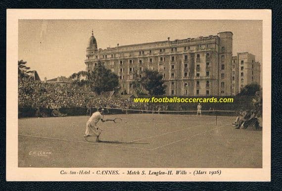 1926 Helen Wills Moody rookie card v Suzanne Lenglen MATCH OF THE CENTURY original Cannes postcard
