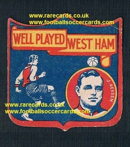 1926 Jack Hebden West Ham United shield-card Boys Magazine