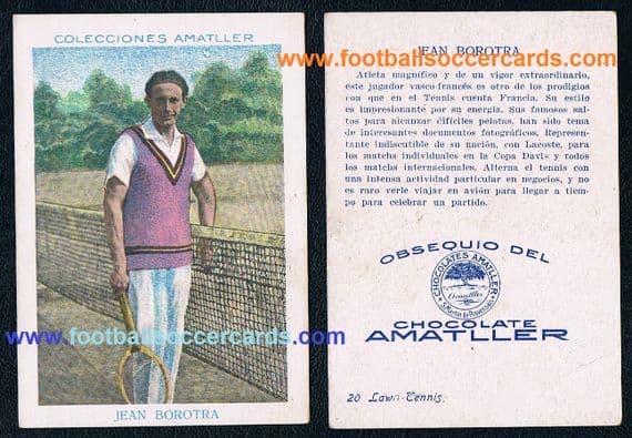 1926 Jean Borotra Amatller Lawn Tennis card from Spain, faint corner crease o/w clean looking