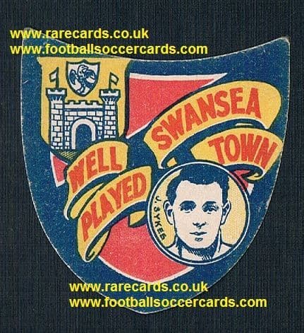 1926 Joe Sykes Sheffield Wednesday Swansea Town shield-shape soccer card Boys Magazine
