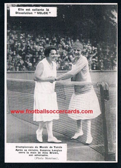 1926 Mary Kendall Browne loses to Suzanne Lenglen Prestine Velox tennis card