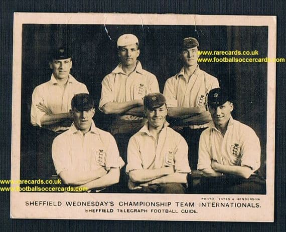 1926 Sheffield Wednesday Telegraph Internationals Yates Henderson Rimmer Seed Blenkinsopp card