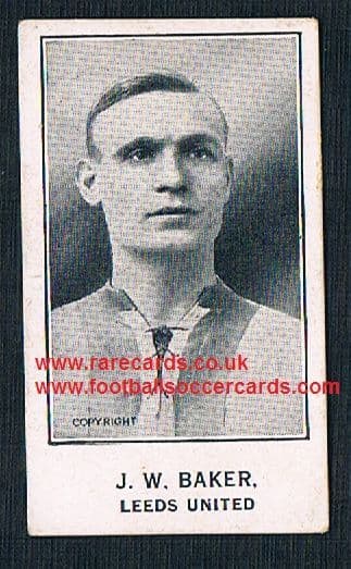 1926 Sherbet Novelties back J W Baker Leeds United Barratt card