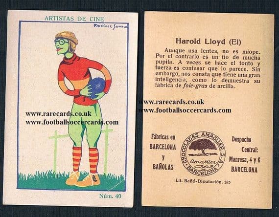 1926 SPAIN gridiron Football card Harold Lloyd The Freshman movie