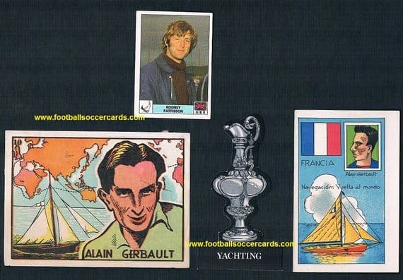1927 -1970s yachting sailing 4 cards Spanish trade cards & Panini Rodney Pattison & Alain Gerbault