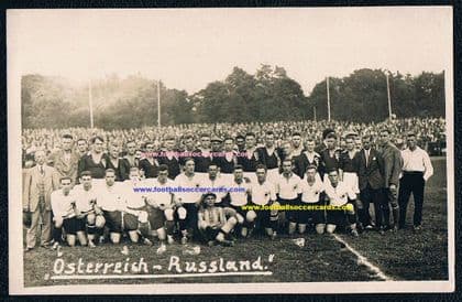1927 Austria v USSR postcard 3 rookie card Matthias Sindelar AND 2 Starostin Bros - see supp photo