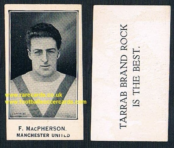 1927 Barratt & Co F. MacPherson Man Utd GLOSSY footballer Tarrab Brand card