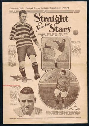 1927 Dixie Dean Alec James Football Favourite Supplement Straight From The Stars